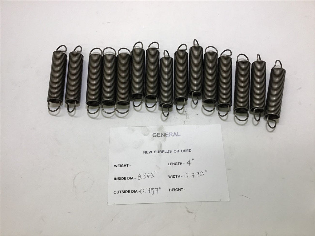 4" Long Spring .363" ID x .757" OD x .772" W Lot of 15