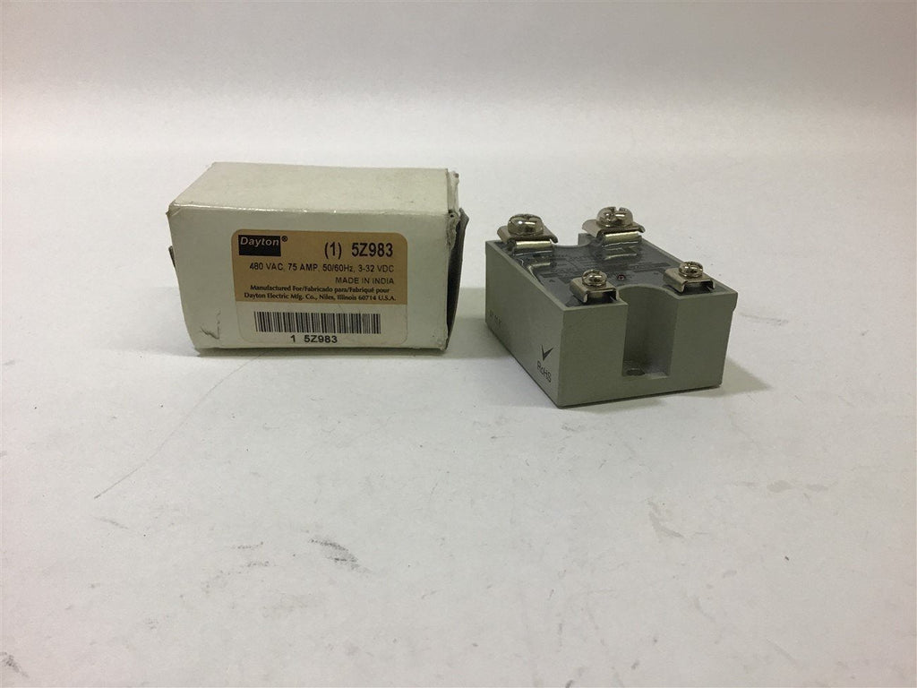 Dayton 5Z983 Solid State Relay 480VAC 75Amp 50/60Hz 3-32VDC