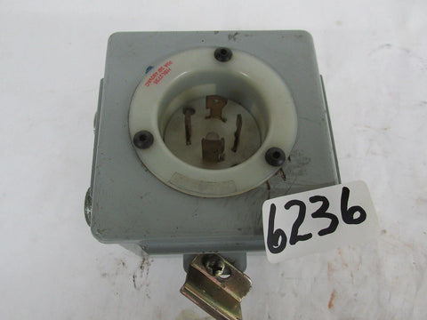 Hubbell Hbl2735 Receptacle 30A 3 Phase 480 Vac 4 Pole Mounted In Hoffman Enclosu