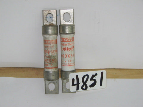 2 Gould Shawmut Amp-Trap Fuses A60X50-4 50A 600Vac Form 101