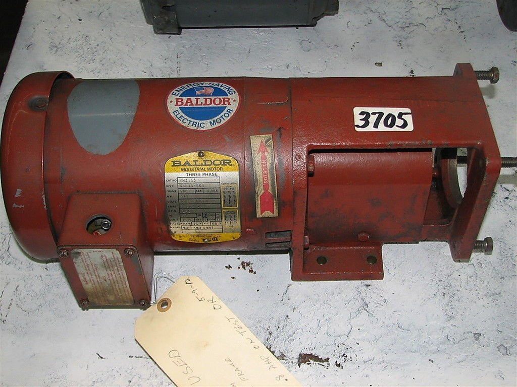 BALDOR 3/4 HP MOTOR - 56C FRAME- #VM3153 - 230/460 V - 1140 RPM - 60 HZ  - USED