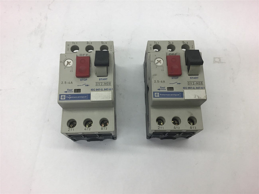 Telemecanique GV2-M08 2.5-4 A Circuit Breaker Lot of 2