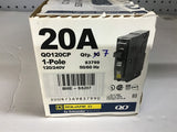Square D QO120CP Circuit Breaker 20 Amp Single Pole 120/2140 V Lot of 7