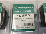 Westinghouse BR-215 2 Pole Circuit Breaker 15 Amp Lot of 3