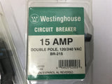 Westinghouse BR-215 2 Pole Circuit Breaker 15 Amp Lot of 2