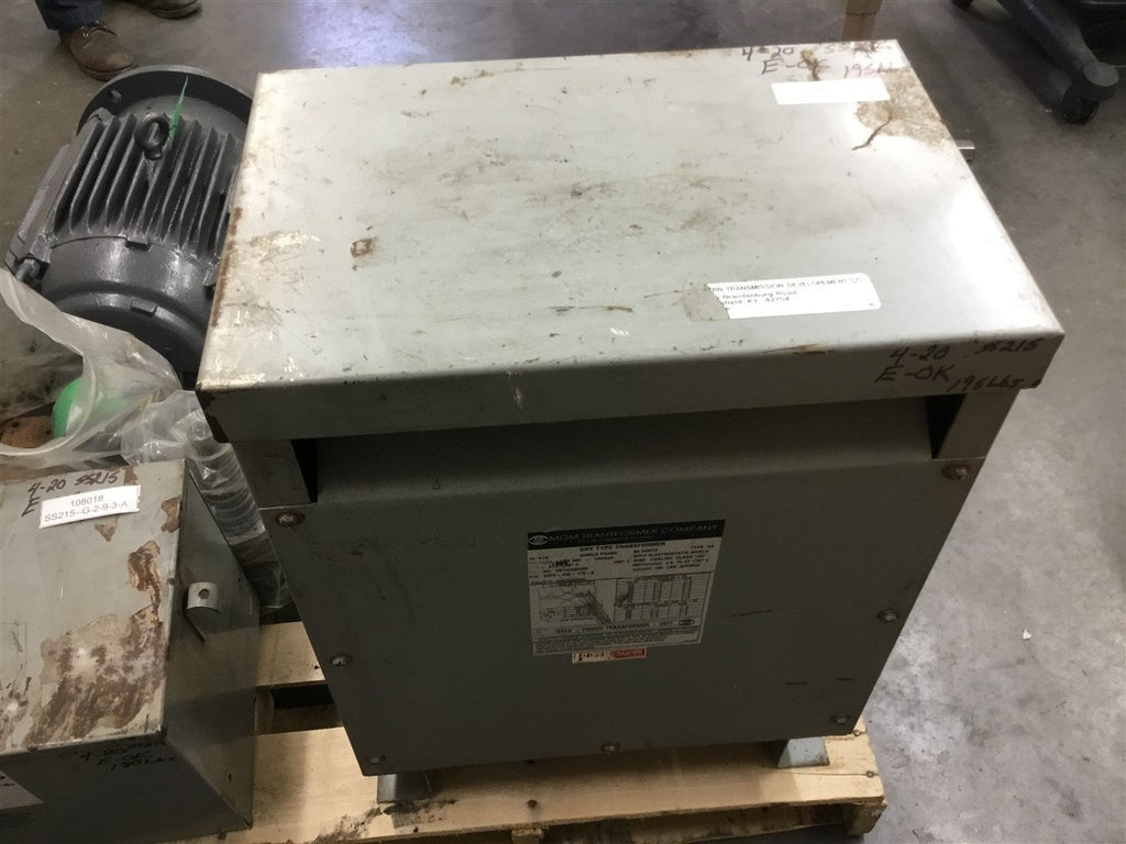 MGM 15 KVA Transformer 480 Pri 120/240 Sec Volts Single Phase