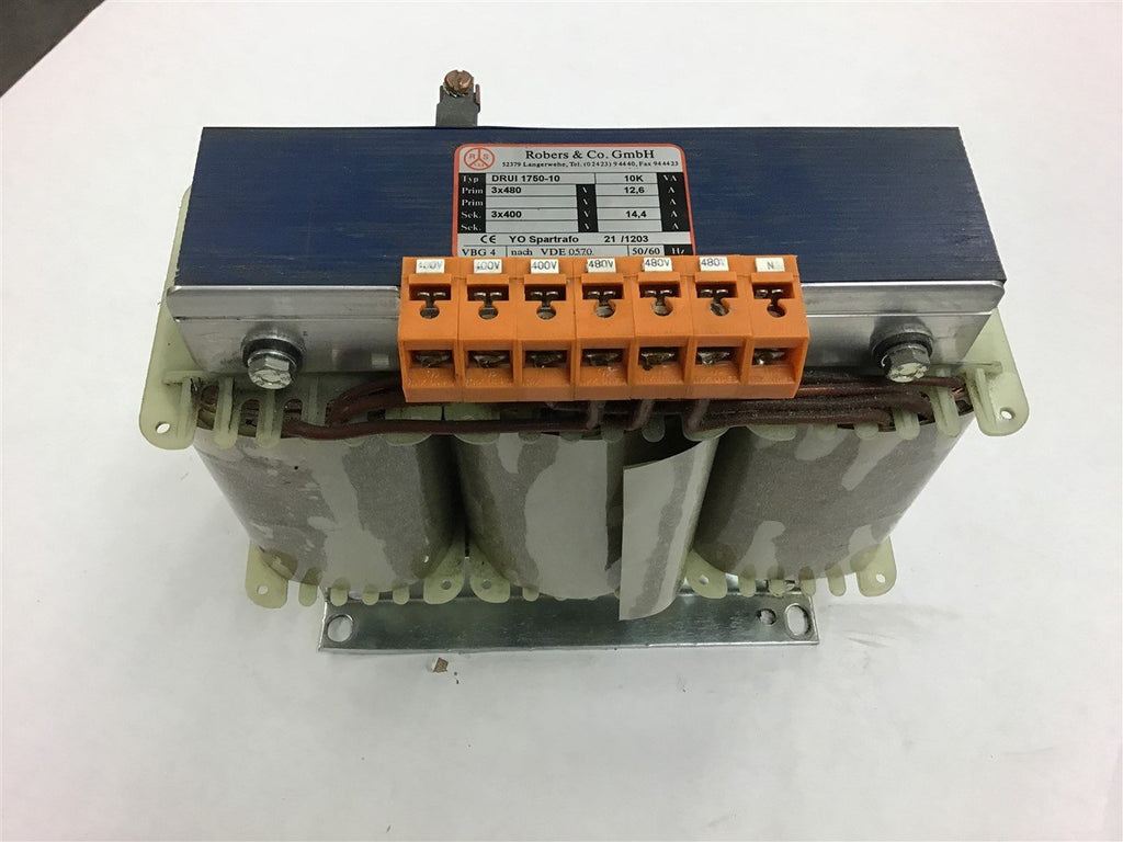 Robers & CO DRUI 1750-10 Transformer 3x480 Pri 3x400 Sec 10K VA