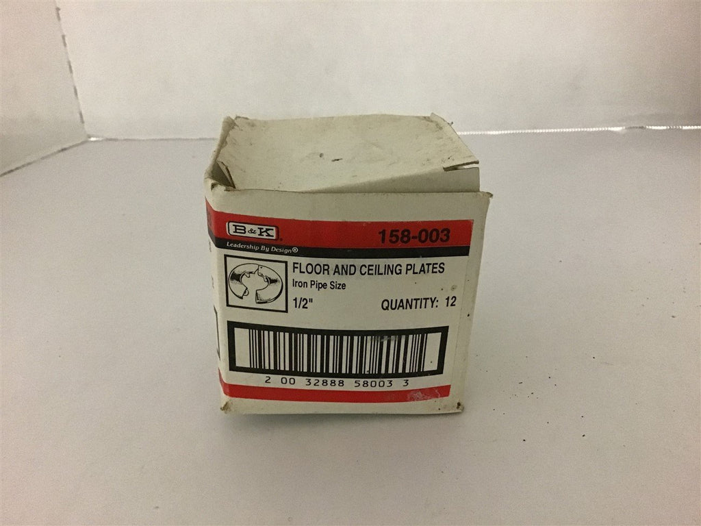 B & K 158-003 FLOOR AND CEILING PLATES Iron Pipe Size 1/2'' Qty 12 in box