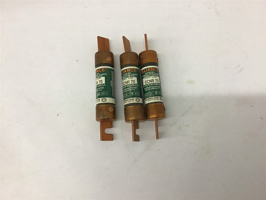 Reliance ECNR 70 Dual Element Fuse 70 amp 250 volts Lot of 3