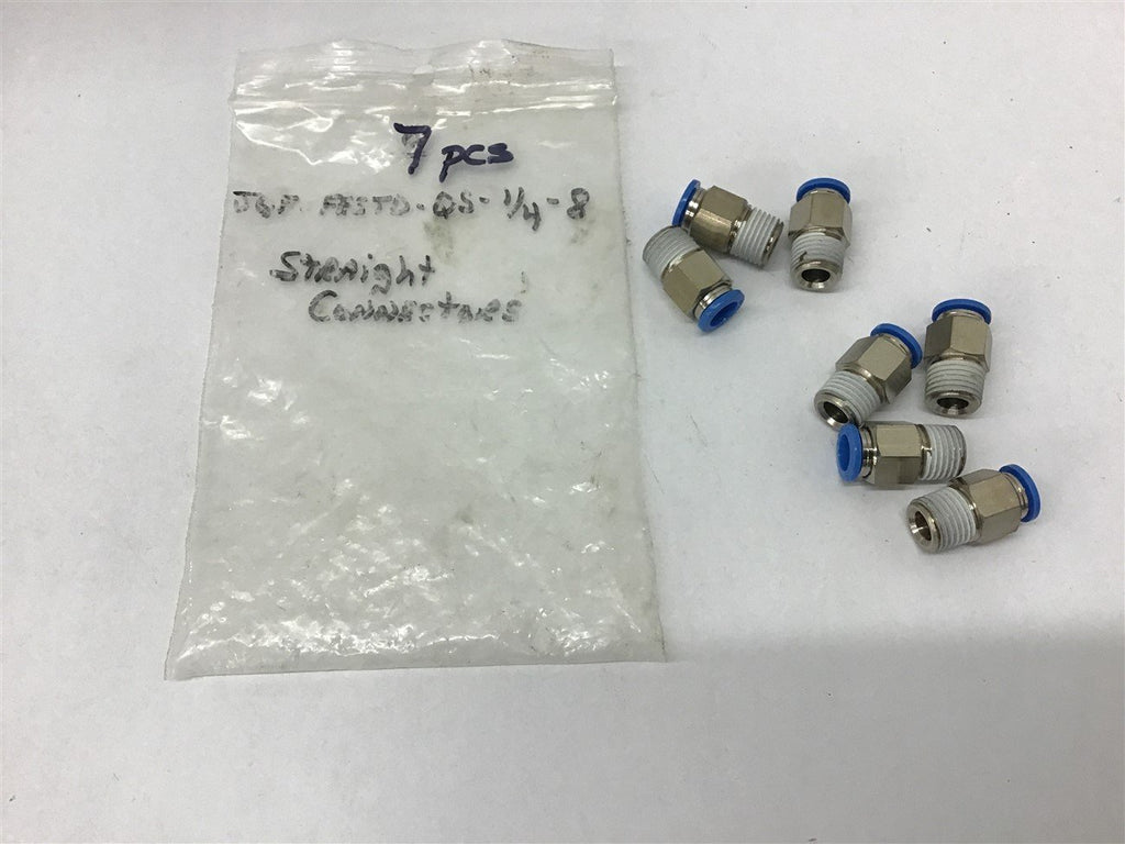 Festo QS-1/4-8 Straight connectors Lot of 7 Pcs