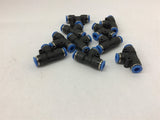 Festo 6 x 6 x 6 Tee Fittings Lot of 9 Pcs