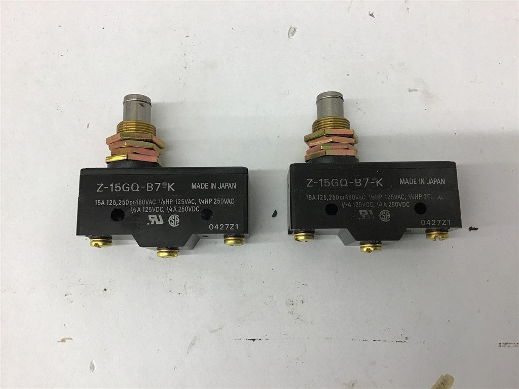 Omron Z-15GQ-B7-K Limit Switch 15 A 125 250 or 480 Volts Lot of 2