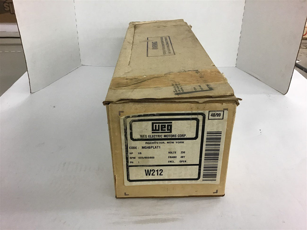 Weg W212 1/6 HP AC Motor 230 Volts 1075/950/800 Rpm 48Y Single Phase