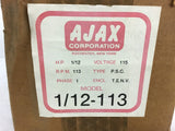 Ajax 1/12-113 1/12 HP AC Motor 115 Volts 113 Rpm single Phase Type P.S.C.