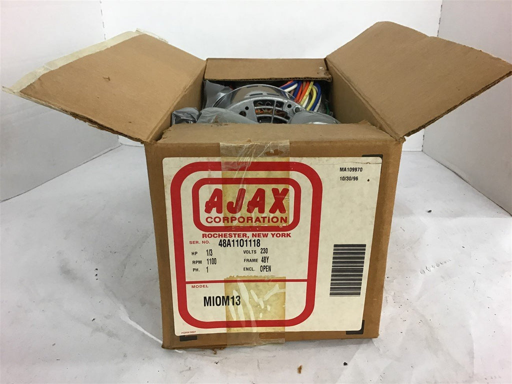 Ajax 48A1101118 1/3 HP AC Motor 1100 Rpm Single Phase 230 Volts 48Y Frame