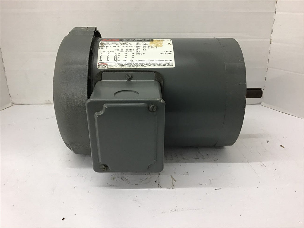 Ajax ZVC56T34F5520B 1/2 HP AC Motor 208-230/460 volts 3600 Rpm 2P 56C Frame