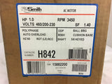 A.O. Smith H842 1 Hp 460/200-230 Volts 3450 Rpm 2P AC Motor 56H Frame