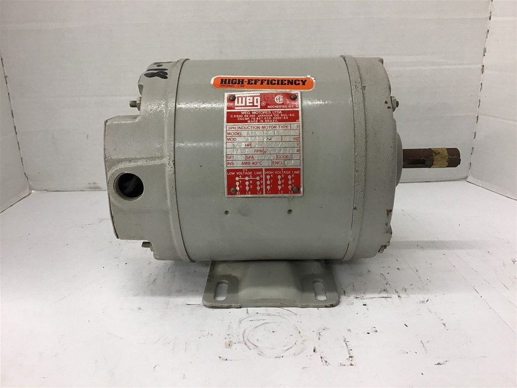 Weg ABL12 18 56 1/2 HP AC Motor 208/230/460 Volts 1800 Rpm 4P 56 Frame