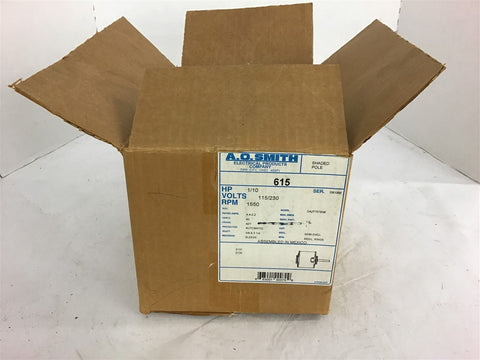 A.O. Smith 615 1/10 HP AC Motor 115/230 volts 1550 rpm 42Y Frame Single Phase