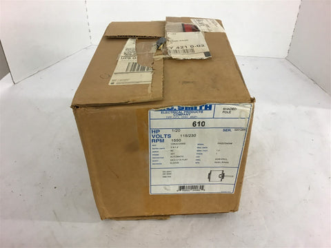 A.O. Smith 612 1/20 Hp AC Motor 115/230 volts 1550 rpm 42Y Frame single Phase