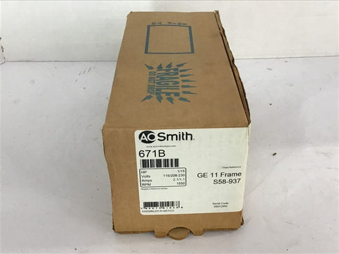 A.O. Smith 671B 1/15 Hp AC Motor 115/208-230 volts 1550 Rpm