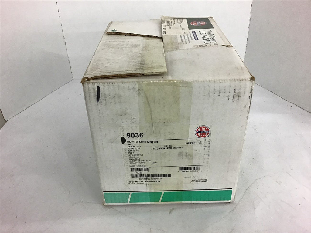 US Motor 9036 1/3 HP AC Motor 115 Volts 1075 Rpm Single phase