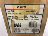 Magnetek B662 3/4 HP AC Motor 230/115 Volts 3450 rpm