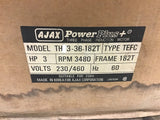 Ajax 3 HP AC Motor 230/460 volts 3600 Rpm 2P 182T Frama Tefc