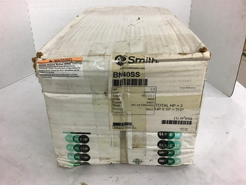 A.O. Smith BN40SS 2 Hp Motor 230/115 Volts 10.0/20.0 Amps 3450 Rpm