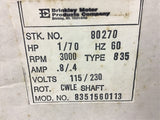 Brinkley 80270 1/70 HP AC Blower 3000 Rpm 115/230 Volts