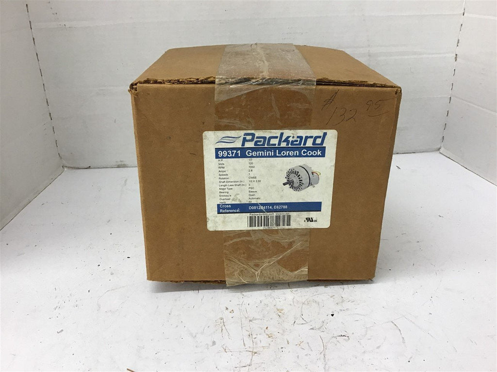 Packard 99371 1/7 HP AC Motor 120 volts 1050 Rpm 2.8 Amps Single Phase