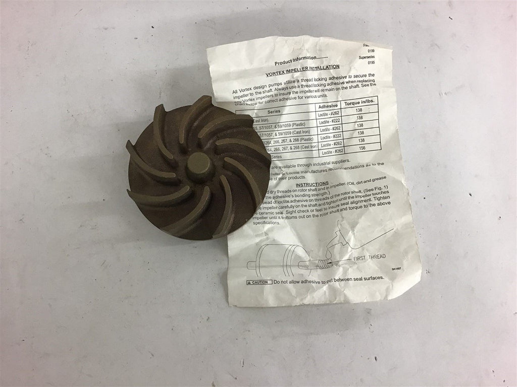 Vortex Brass Impeller 01100C-A 4 1/8" OD 3/8" Bore