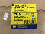 Square D HOM120AFI Homeline 20 amp Circuit Breaker 120 Volts Single Pole