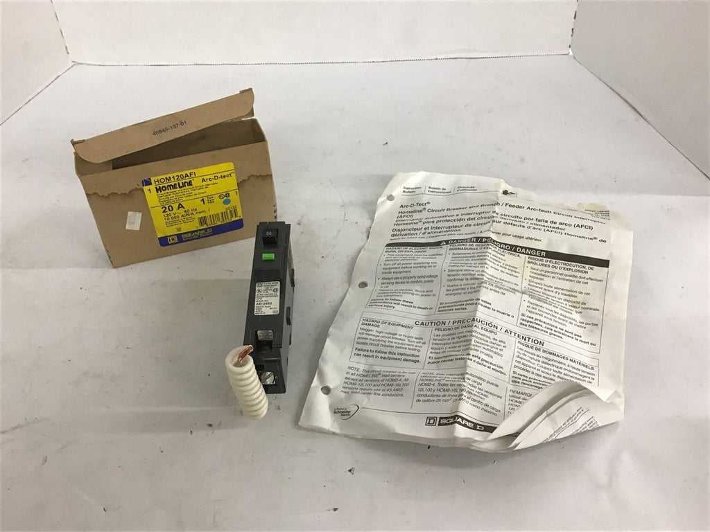 Square D HOM120AFI Homeline 20 amp Circuit Breaker 120 Volts Single Pole