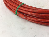 Red Wire Cable With Plastic Covering 3/16" 45' Long