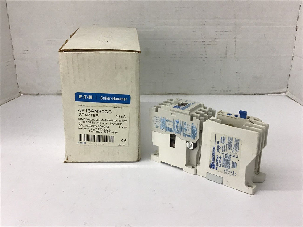 Eaton AE16ANS0CC Starter 3 Hp @ 460 Volts 440/480 Volt Coil