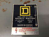 Square D 83242 Double Throw Safety Switch 60 Amps 600 VAC