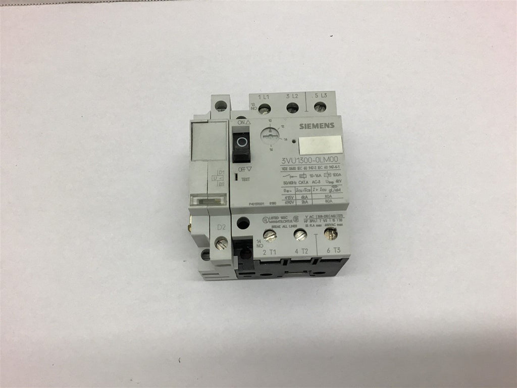 Siemens 3VU1300-0LM00 Circuit Breaker 460 Volt @ 15 Amp 10-16 Amp