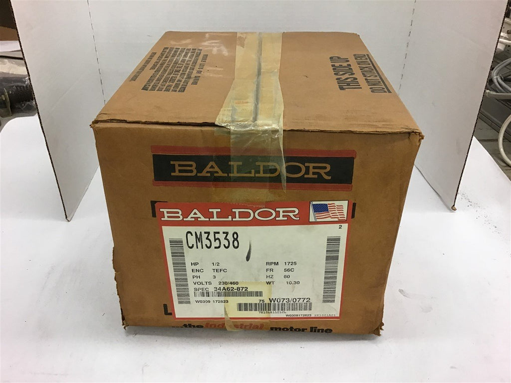 Baldor CM3538 1/2 Hp AC Motor 230/460 volts 1725 Rpm 56C Frame