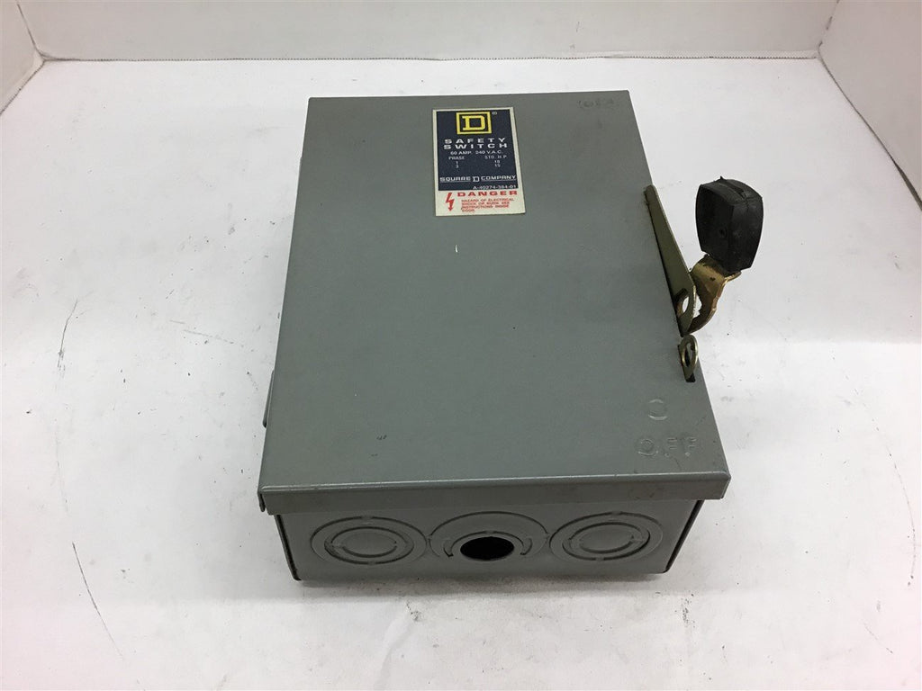 Square D DU32260 Amp 240 Vac 3 Phase 15 HP Safety Switch Type 1