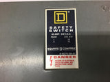 Square D DU32260 Amp 240 Vac 3 Phase 15 HP Safety Switch Type 1