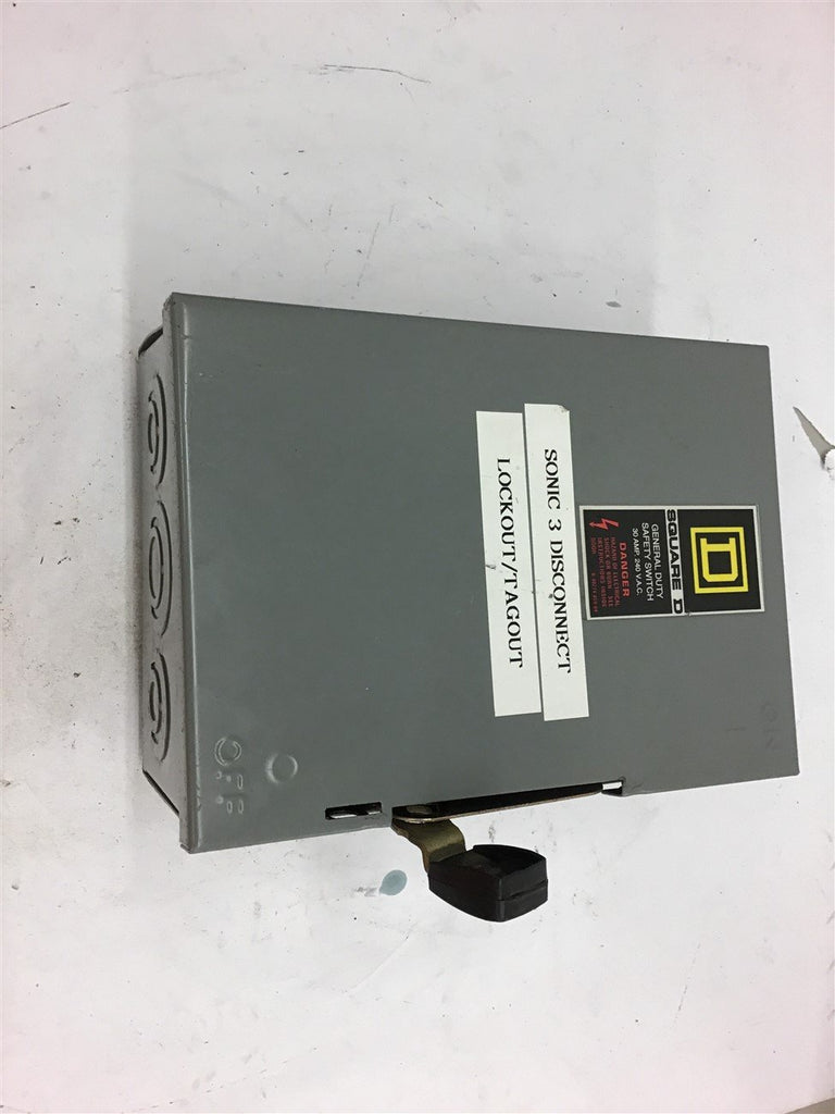 Square D DU321 30 Amp 240 Vac General Duty Safety Disconnect Switch