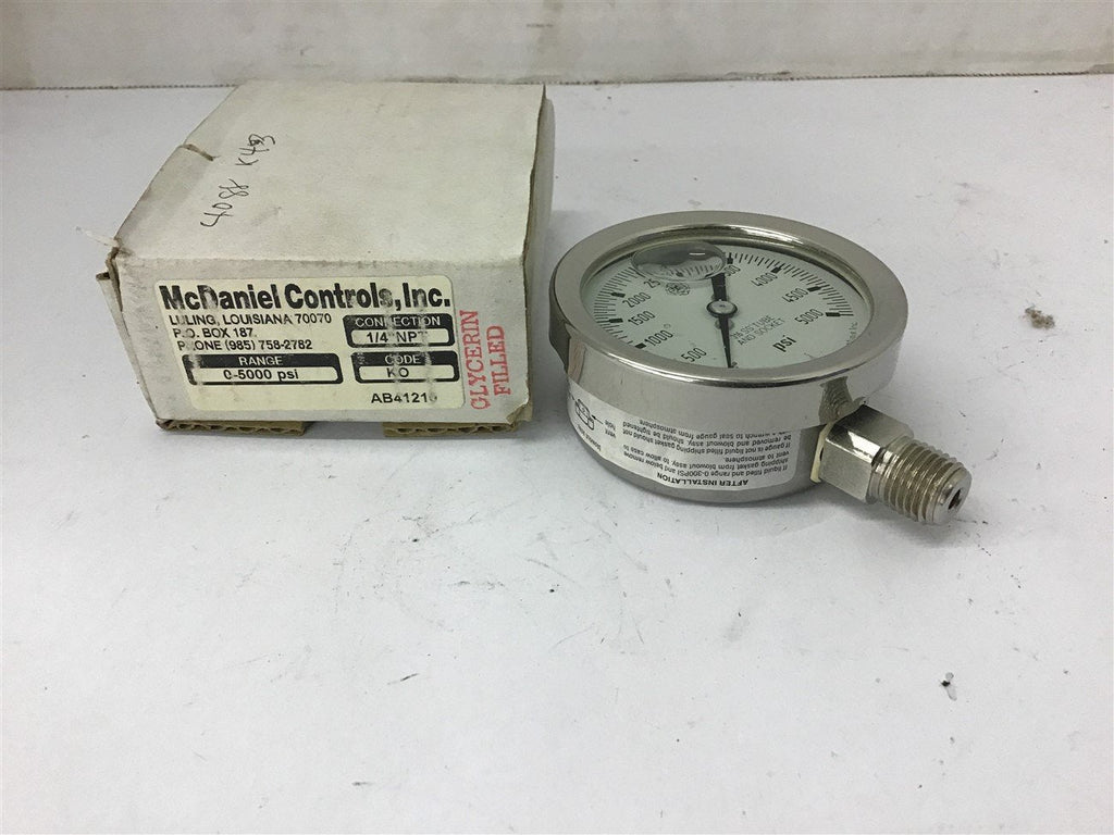 McDaniel Controls Glycerin Filled 5000 PSI Air Pressure Gauge 1/4 NPT