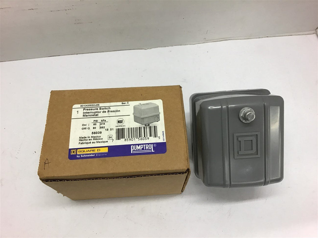 Square D 9013GSG2J25 Pressure Switch Ser. C 60-80 PSI