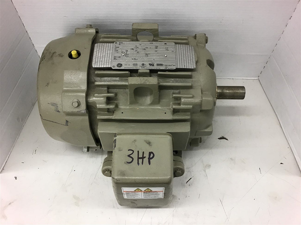 GE 5KS182XAA108D1 3 HP AC Motor 460 Volts 3600 Rpm 2P 182T Frame