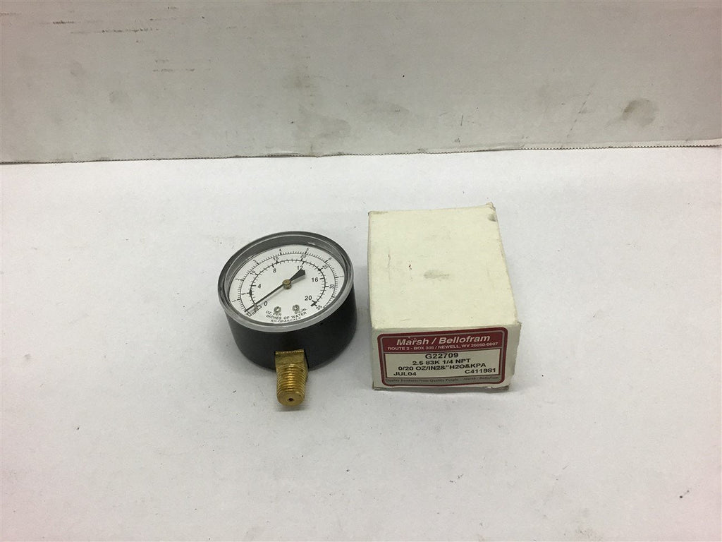 Marsh G22709 Air Pressure Gauge 2.5 83K 1/4 NPT