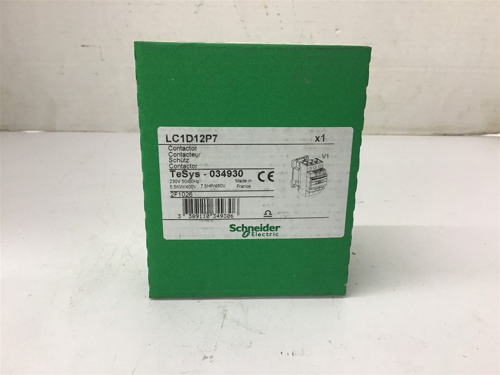 Schneider Electric LC1D12P7 Contactor TESYS 034930 230 Volts 7.5 HP @ 480 Volts