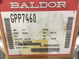 Baldor GPP7460 1/4 Hp DC Gear Motor 90 Volts 50:1 RAtio 50 Rpm