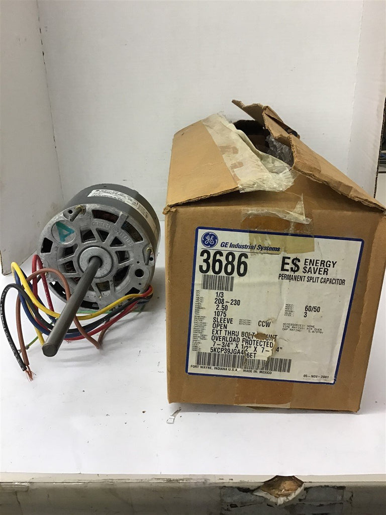 GE 5KCP39JGA406ET 1/3 Hp AC Motor 208-230 Volts 1075 Rpm