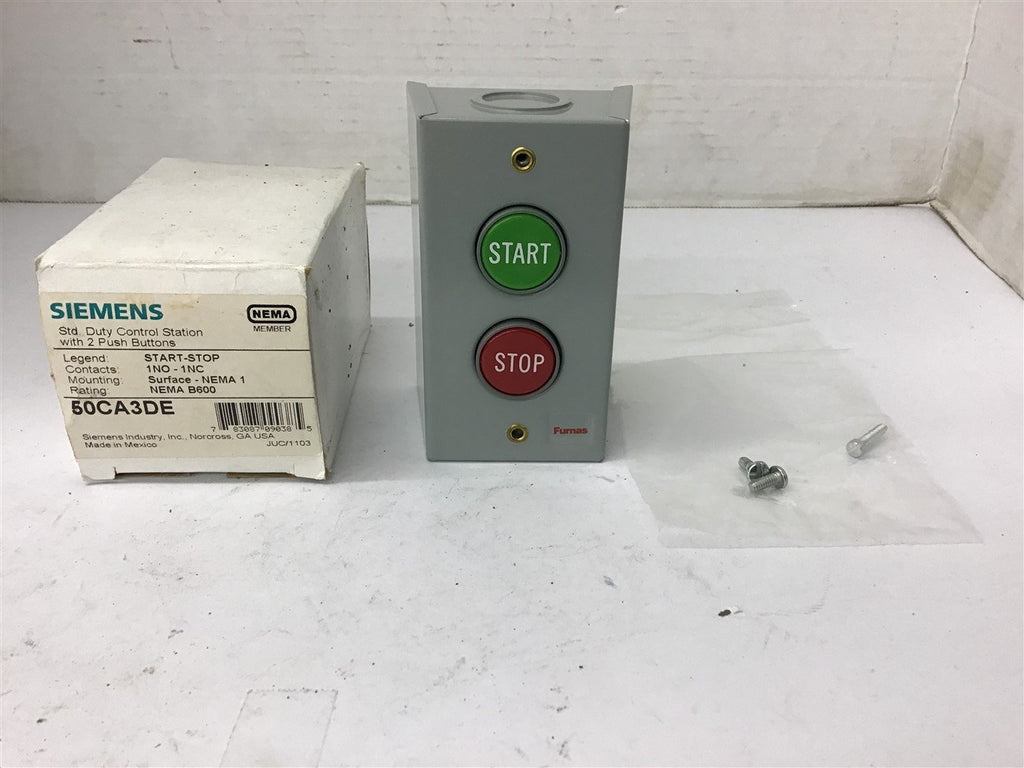 Siemens 50CA3DE Std Duty control Station w/ 2 Push Buttons START-STOP